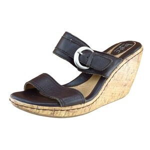 Born concept Sz 8 M‎ Brown Slide Leather Women Sandals 6505